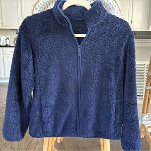 Youth 11-12 Navy Blue Fleece Full Zip Coat Jacket with Pockets Boys Girls